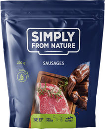 Produktbild von SIMPLY FROM NATURE Natürliche Rindswürstchen Trockenfleisch Getreidefrei Monoprotein 200 g