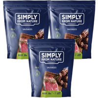 Produktbild von SIMPLY FROM NATURE Natürliche Rindswürstchen Trockenfleisch Getreidefrei Monoprotein 3 x 200 g