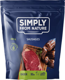 Produktbild von SIMPLY FROM NATURE Naturwürstchen mit Hirschfleisch Trockenfleisch getreidefrei hypoallergen 200 g