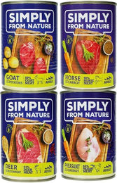 Produktbild von SIMPLY FROM NATURE Probierpaket Hund Stückchen in Sauce Hirsch Pferd Fasan 4 x 400g