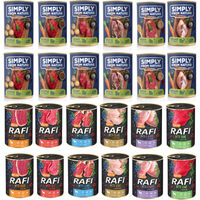 Produktbild von Simply From Nature und Dolina Noteci Nassfutter Mix für Adult Hunde mit hohem Fleischanteil 24 x 400 g