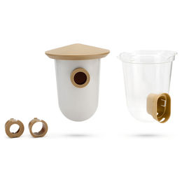 Singing Friend Vogelfutterhaus Set Futtersäule und Nistkasten aus Kunststoff in Braun und Beige – Bild 1 von 3