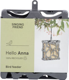 Singing Friend Vogelhaus Anna Futterstelle und Energieblockhalter aus recycelten Getränkeverpackungen Grau – Bild 1 von 4