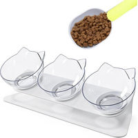 Produktbild von SinLaw 3 in 1 Futternapf-Set für Katzen und kleine Hunde, kippbarer und rutschfester Napf aus Kunststoff, transparent - 3 x 200 ml