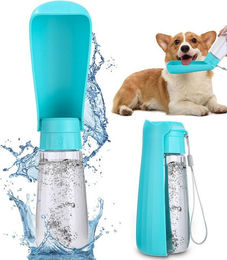 SinLaw Hunde-Futterspender und Trinkflasche für unterwegs 550ml aus Kunststoff in Blau oder Türkis - 550 ml – Bild 1 von 3