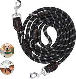 SinLaw Hundeleine Nylon Doppelleine Schwarz für große Hunde - 3 m – Bild 1 von 5