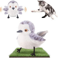 Produktbild von SinLaw Interaktives Katzenspielzeug Flattervogel mit Schnepfe-Zwitschern aus Plüsch, elektrisch und wiederaufladbar, Grau