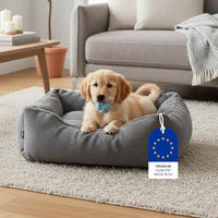 Produktbild von skølm Hundebett Eir aus Cord in Grau mit abnehmbarem Bezug für kleine und mittelgroße Hunde 90x65 cm