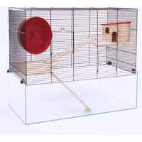 Produktbild von Skyline Hamsterkäfig Rock Resort für Hamster Maus Ratte und Rennmaus aus Glas in Schwarz und Natur 67 x 36,5 x 52 cm