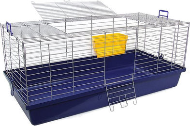 Produktbild von Skyline Kleintierkäfig Maxi XXL für Meerschweinchen und Kaninchen aus Metall in Dunkelblau L 119 x B 59 x H 47 cm