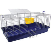Produktbild von Skyline Kleintierkäfig Maxi XXL für Meerschweinchen und Kaninchen aus Metall in Dunkelblau L 119 x B 59 x H 47 cm