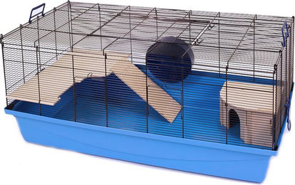 Produktbild von Skyline Nagerkäfig Barney für Hamster und Mäuse aus Holz in Blau, 100 x 56 x 46 cm