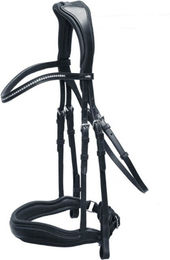 Slimford Trensenzaum aus Leder in Schwarz/Silber Größe XL – Bild 1 von 1