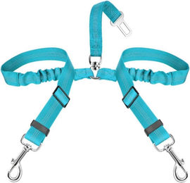 SlowTon Hund Auto Sicherheitsgurt 2 in 1 verstellbar elastisch reflektierend Blau Türkis – Bild 1 von 5