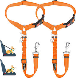 SlowTon Hundegurt 2-in-1 Kopfstützen-Rückhalte-Anschnallgurt für Hunde Orange 2er-Pack – Bild 1 von 1