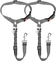 SlowTon Hundegurt Auto 2-in-1 Kopfstützen Anschnallgurt Grau 2er-Pack – Bild 1 von 1
