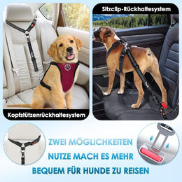 SlowTon Hundegurt Auto 2-in-1 Kopfstützen-Rückhaltesystem Schwarz – Bild 1 von 6