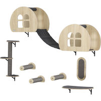 Produktbild von Slyrun 7-teilige Katzen Kletterwand mit Sisalstange und Plattform in Grau