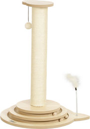 Slyrun Katzenkratzbaum mit Sisal-Kratzsäule und Spielzeug in Cremeweiß, 69 cm – Bild 1 von 2