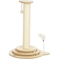 Produktbild von Slyrun Katzenkratzbaum mit Sisal-Kratzsäule und Spielzeug in Cremeweiß, 69 cm