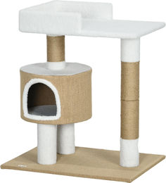 Slyrun Kratzbaum für Katzen in Natur und Weiß mit Jute mit Maßen 70x49x79 cm – Bild 1 von 2