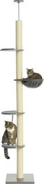 Slyrun Kratzbaum für Katzen mit Hängematte und Deckenspanner, grau mit cremeweißen Akzenten, 250 cm hoch, 40x40 cm – Bild 1 von 2