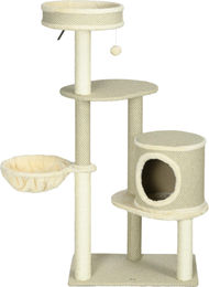 Slyrun Kratzbaum für Katzen mit Katzenbett und Höhle in Beige, 124x59x40 cm – Bild 1 von 2