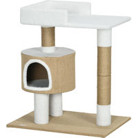 Produktbild von Slyrun Kratzbaum für Katzen mit Katzenhöhle und Liegefläche in Natur und Weiß