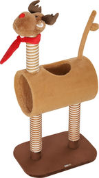 Slyrun Kratzbaum Katzenturm mit Höhle und Spielball in Hirschdesign, 98 cm, Braun – Bild 1 von 3