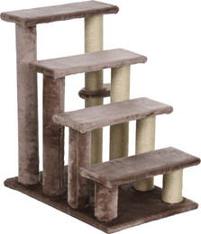 Slyrun Kratzbaum und 4-stufige Haustiertreppe für Katzen und Hunde in Braun mit Plüsch und Jute 60x40x64cm – Bild 1 von 3
