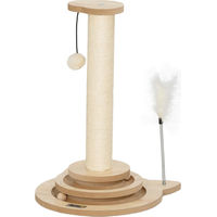 Produktbild von Slyrun Kratzsäule für Katzen in Weiß und Braun mit Sisal-Kratzpfosten und 49 cm Höhe