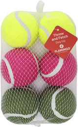 Smash Flamingo Hundespielzeug Tennisball Mehrfarbig 6er Pack – Bild 1 von 3