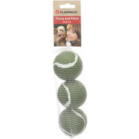 Produktbild von Smash Hundespielzeug Flamingo Tennisball aus Gummi Grün 6,35 cm 3 Stück