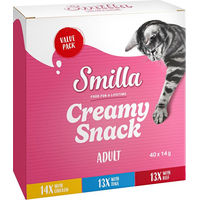 Produktbild von Smilla Creamy Schleck-Snack für Katzen Adult Huhn Thunfisch Rind ohne Zucker 80 x 14 g