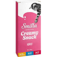 Produktbild von Smilla Creamy Snack Adult Schleck-Snack für Katzen mit Huhn, Thunfisch und Rind ohne Zucker, 6 x 14 g