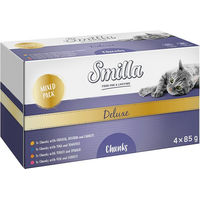 Produktbild von Smilla Deluxe Katzen Nassfutter Mixpaket mit Huhn, Thunfisch, Truthahn und Kalb in Sauce, getreidefrei, 12 x 85 g
