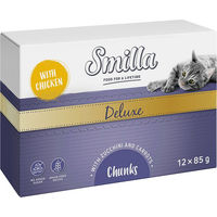 Produktbild von Smilla Deluxe Katzen Nassfutter Stückchen in Sauce Huhn Truthahn Kalb Thunfisch Getreidefrei 12 x 85 g - 12 x 85 g