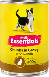 Produktbild von Smilla Essentials Katzen Häppchen in Sauce Ente Rind Lachs Kaninchen ohne Zucker 24 x 400 g