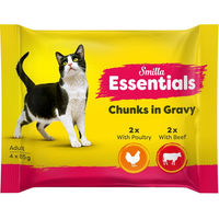 Produktbild von Smilla Essentials Katzen Nassfutter Adult Rind und Geflügel Stückchen in Sauce 4 x 85 g