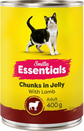 Produktbild von Smilla Essentials Katzen Nassfutter Stückchen in Gelee Huhn Rind Lachs Lamm ohne Zucker 24 x 400 g