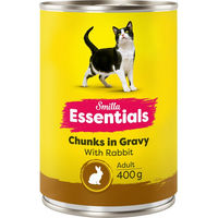 Produktbild von Smilla Essentials Katzen Nassfutter Stückchen in Sauce Ente Rind Lachs Kaninchen ohne Zucker 12 x 400 g
