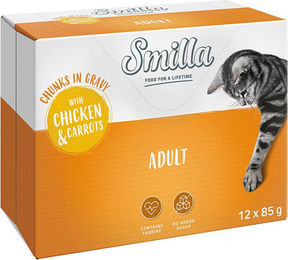 Produktbild von Smilla Frischebeutel Adult Huhn mit Karotten Stückchen in Sauce Getreidefrei 24 x 85 g - 24 x 85 g