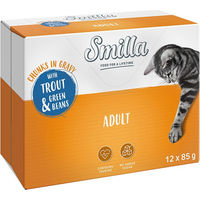 Produktbild von Smilla Katzen Nassfutter Adult Forelle mit grünen Bohnen Stückchen in Sauce Getreidefrei 24 x 85 g - 24 x 85 g