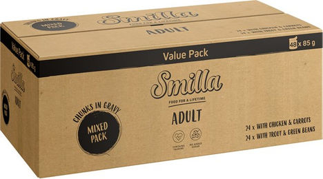 Produktbild von Smilla Katzen Nassfutter Adult Mixpaket Huhn und Forelle Stückchen in Sauce getreidefrei 48 x 85 g - 48 x 85 g