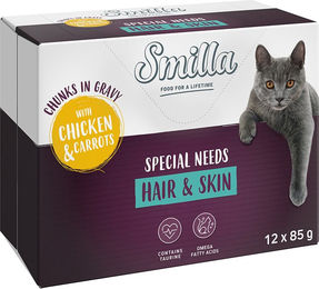 Produktbild von Smilla Katzen Nassfutter Hair & Skin Huhn mit Karotten Stückchen in Sauce 24 x 85 g - 24 x 85 g