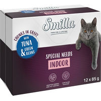 Produktbild von Smilla Katzen Nassfutter Indoor Stückchen in Sauce Thunfisch mit Gemüse für ausgewachsene Wohnungskatzen 12 x 85 g - 12 x 85 g