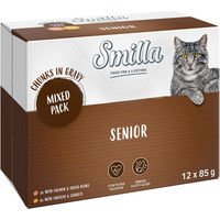 Produktbild von Smilla Katzen Nassfutter Senior Mixpaket Huhn und Lachs Stückchen in Sauce getreidefrei 12 x 85 g - 12 x 85 g
