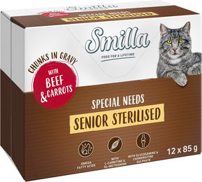 Produktbild von Smilla Katzen Nassfutter Senior Rind mit Karotten in Sauce getreidefrei 12 x 85 g - 12 x 85 g