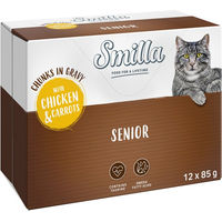 Produktbild von Smilla Katzen Nassfutter Senior Stückchen in Sauce Huhn und Lachs Getreidefrei 12 x 85 g - 12 x 85 g