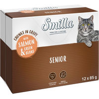 Produktbild von Smilla Katzen Nassfutter Senior Stückchen in Sauce mit Lachs und Huhn Getreidefrei 12 x 85 g - 12 x 85 g